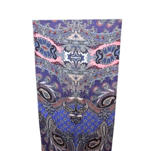 NWT Talbots long scarf navy blue paisley and floral - Picture 3 of 7